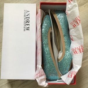 Andrew Stevens Aqua Glitter Ballet Flats